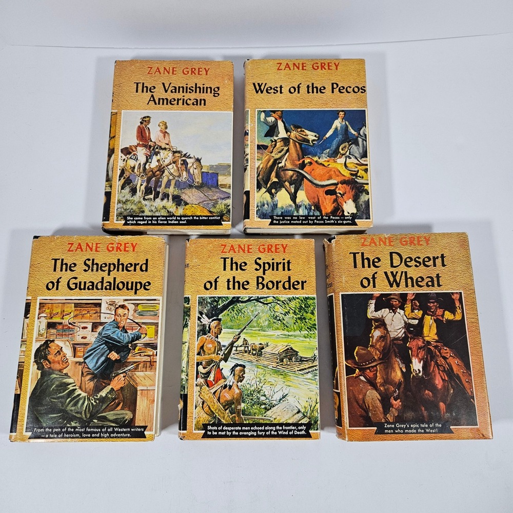 Zane Grey Great Western Edition Vintage Hardcover Book Lot of 5 Grosset & Dunlap